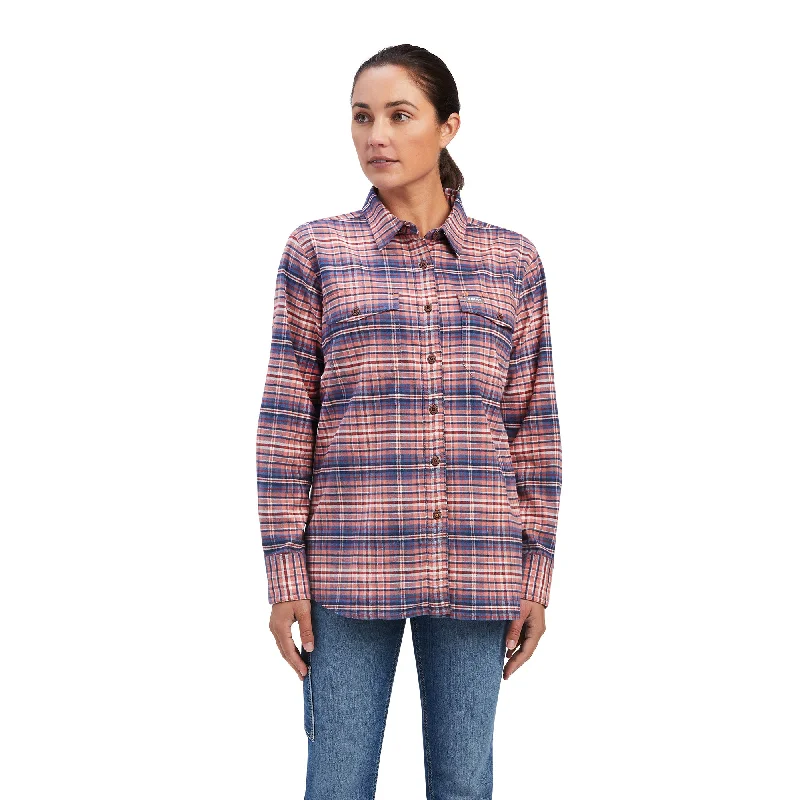 10041593 Ariat Wms Rebar Flannel Durastretch LS Work Shirt Trendy Floral Short Sleeve