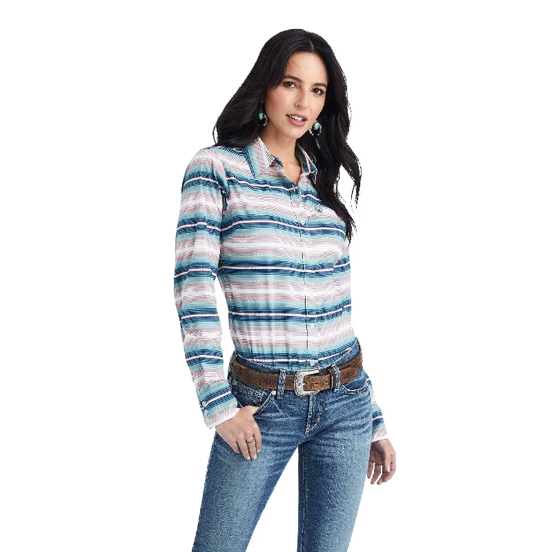 10042176 Ariat Women's REAL Kirby Stretch LS Shirt Downstream Comfortable Short Sleeve Tunic