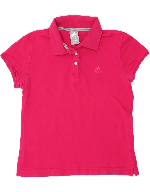 ADIDAS Womens Polo Shirt UK 12 Medium Pink Comfortable Short Sleeve Blouse