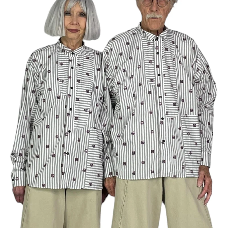 HORSE HEAD PRINT CHOW SHIRT Chic Button-Up Short Shirt