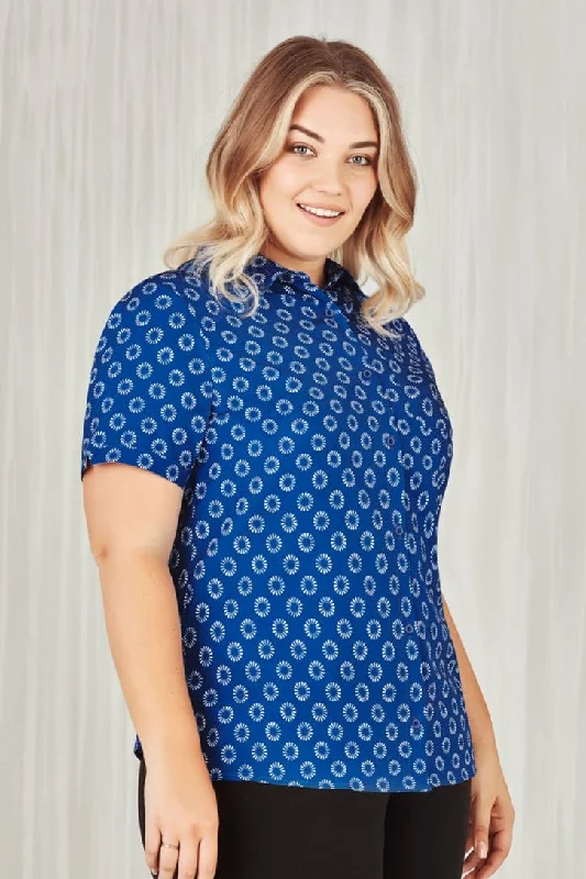Biz Care Womens Florence Daisy Print Short Sleeve Shirt CS948LS Classic V-Neck Short Shirt Biz Care Womens Florence Daisy Print Short Sleeve Shirt CS948LS Classic V-Neck Short Shirt