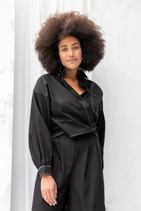 Boxy Shirt | Black Relaxed Short Sleeve Tee