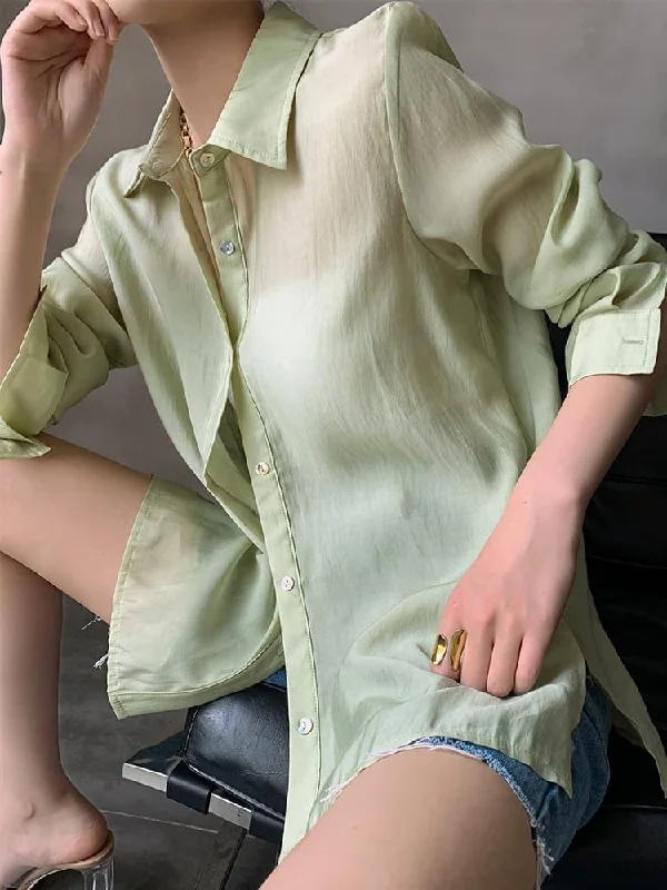 Breezy Ivory Linen Shirt Classic Basic Short Shirt