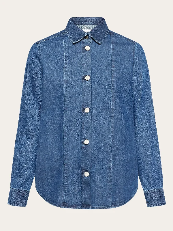 Denim shirt - GOTS/Vegan - Dark Blue denim Relaxed Fit Short Tunic
