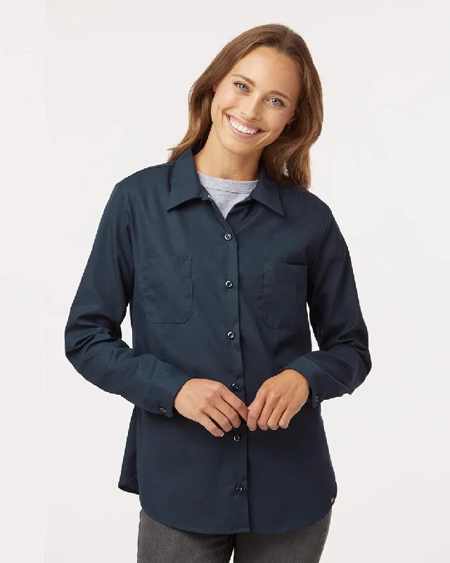 Dickies Women's Long Sleeve Industrial Work Shirt Fashionable Short Sleeve Shirt