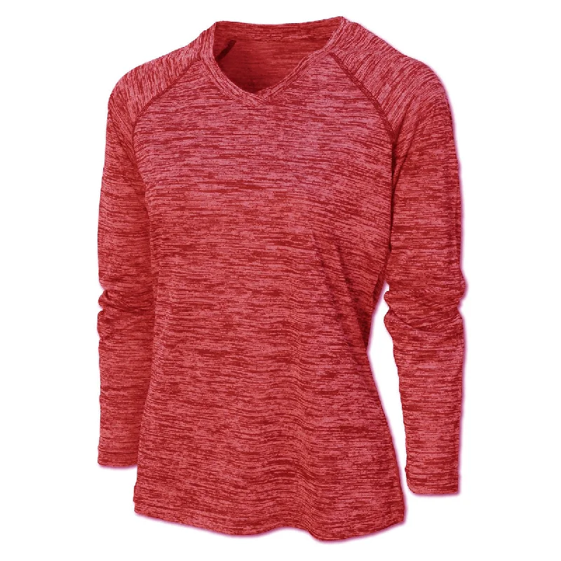 BAW Women's Red Vintage Heather Dry-Tek Long Sleeve Shirt Elegant Draped Short Shirt BAW Women's Red Vintage Heather Dry-Tek Long Sleeve Shirt Elegant Draped Short Shirt