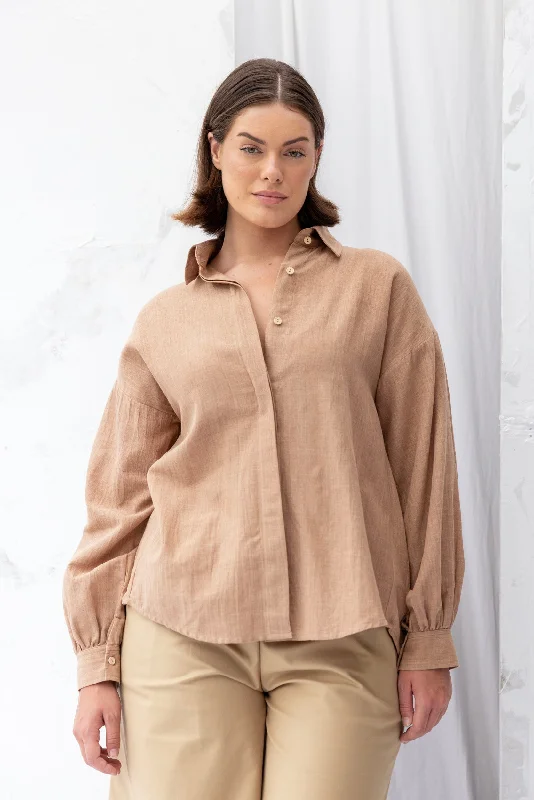 Found Shirt | Earth Elegant Lace-Trimmed Short Shirt