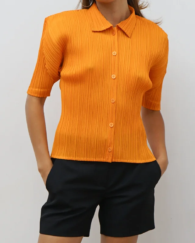 Pleats Please S/S Shirt Elegant Silk Short Shirt