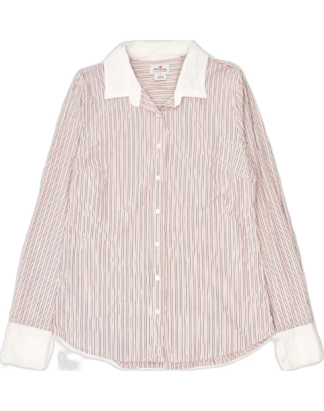 J. CREW Womens Shirt UK 10 Small Pink Striped Cotton Casual Loose Short Sleeve