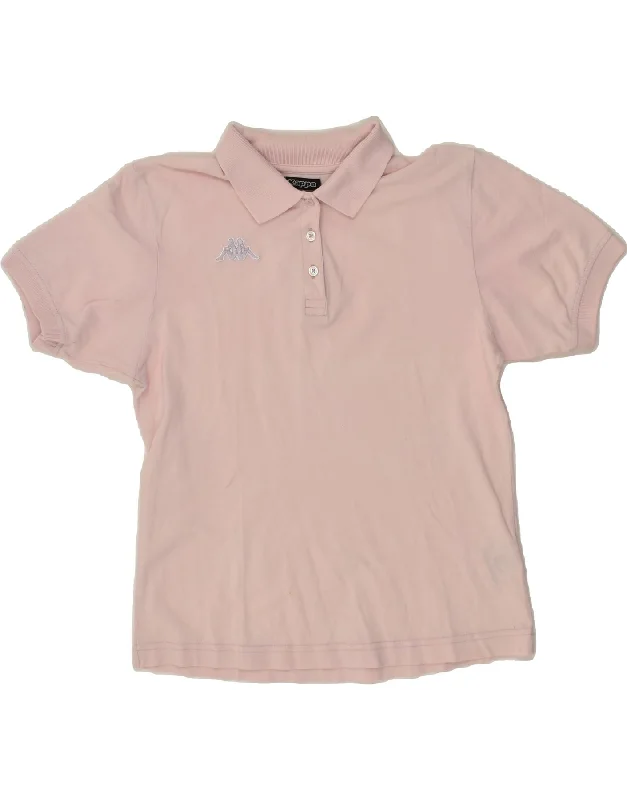 KAPPA Womens Polo Shirt UK 14 Large Pink Cotton Elegant Draped Short Shirt