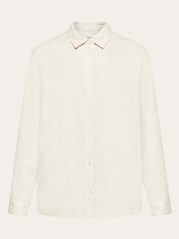 Loose flannel long sleeved shirt - Greige Relaxed Cotton Short Blouse