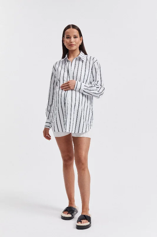 Azure Shirt (White/Black Stripe) Modern Fit Short Sleeve