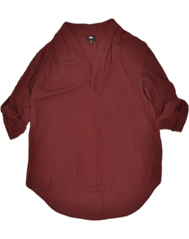 MOSSIMO Womens Shirt Blouse UK 18  XL Maroon Polyester Casual Boxy Short Shirt