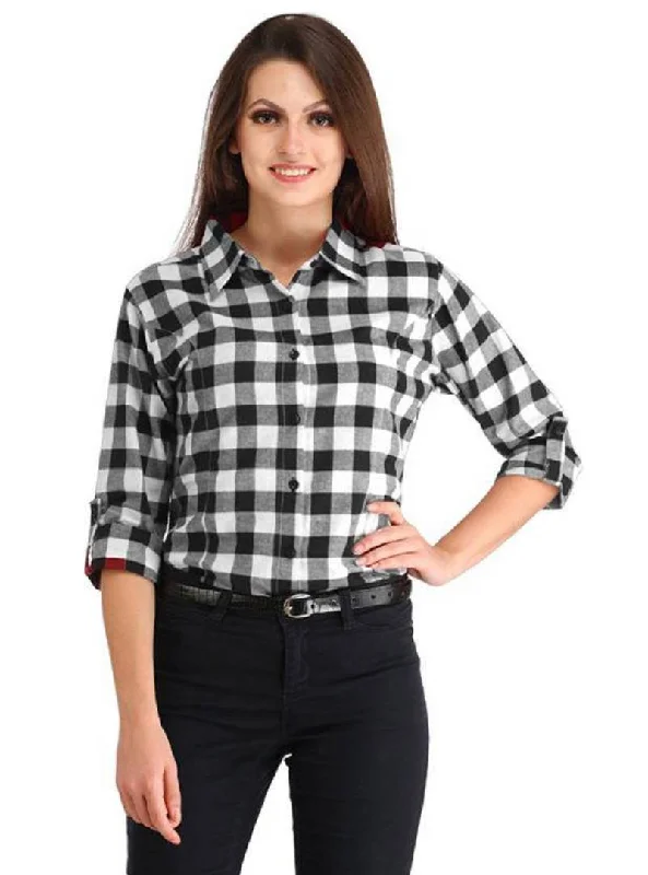 Multicoloured Checked Regular Fit Shirt Casual Button-Up Short Tee