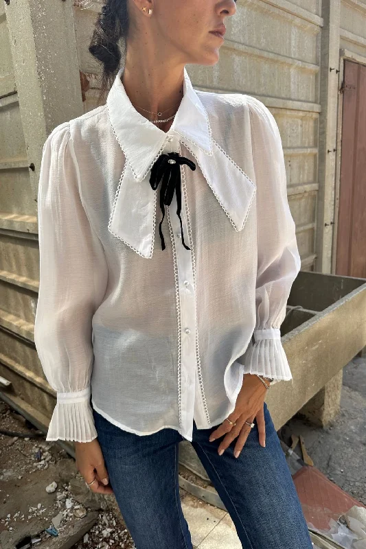 Off colar shirt Relaxed Fit Short Blouse
