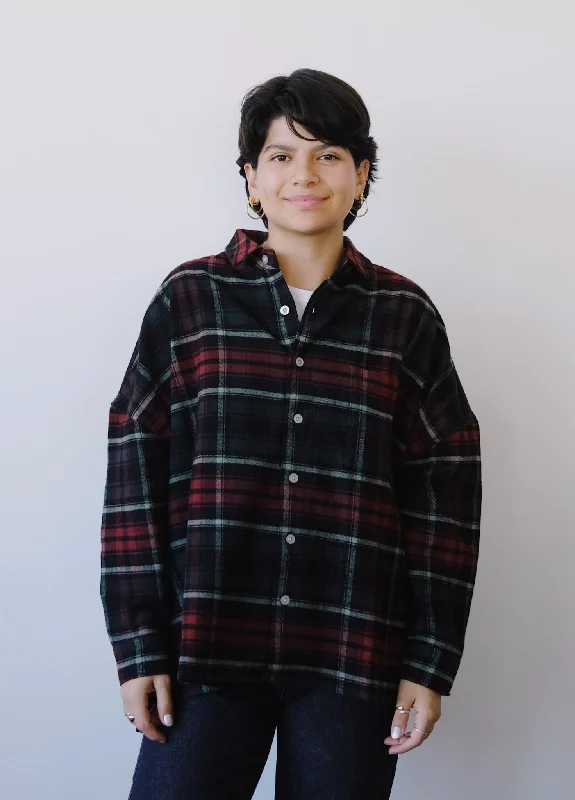 oversize shirt - tahira - flannel Stylish Crew Neck Shirt