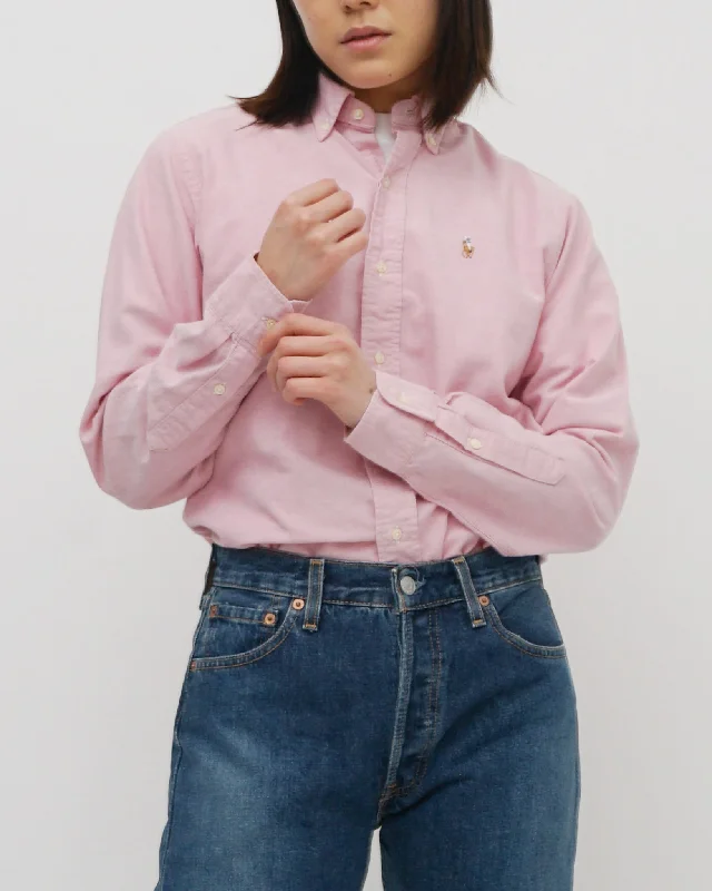 Oxford Shirts / Pink Casual Boxy Short Shirt