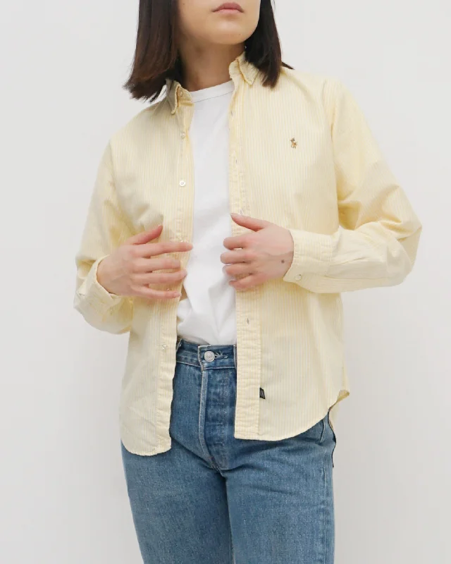 Oxford Shirts / Yellow Stripe Comfortable Loose Short Sleeve