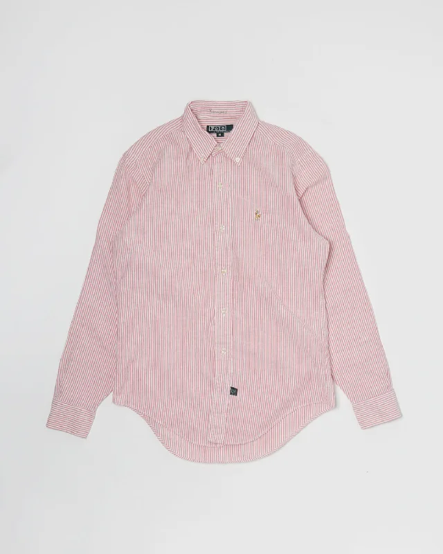 Oxford Shirts / Pink Stripe Fashionable Plaid Short Sleeve