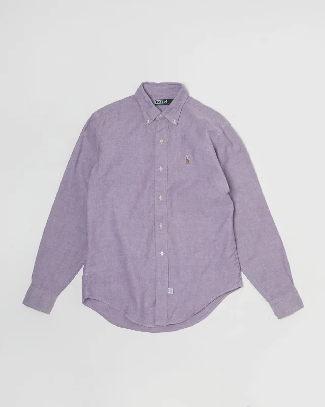 Oxford Shirts / Purple Elegant Silk Short Shirt