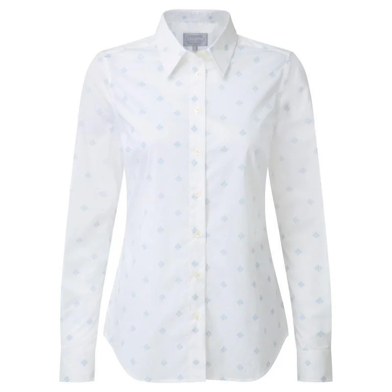 Schoffel Ladies Norfolk Shirt - Amalfi Bluebell Classic V-Neck Short Shirt