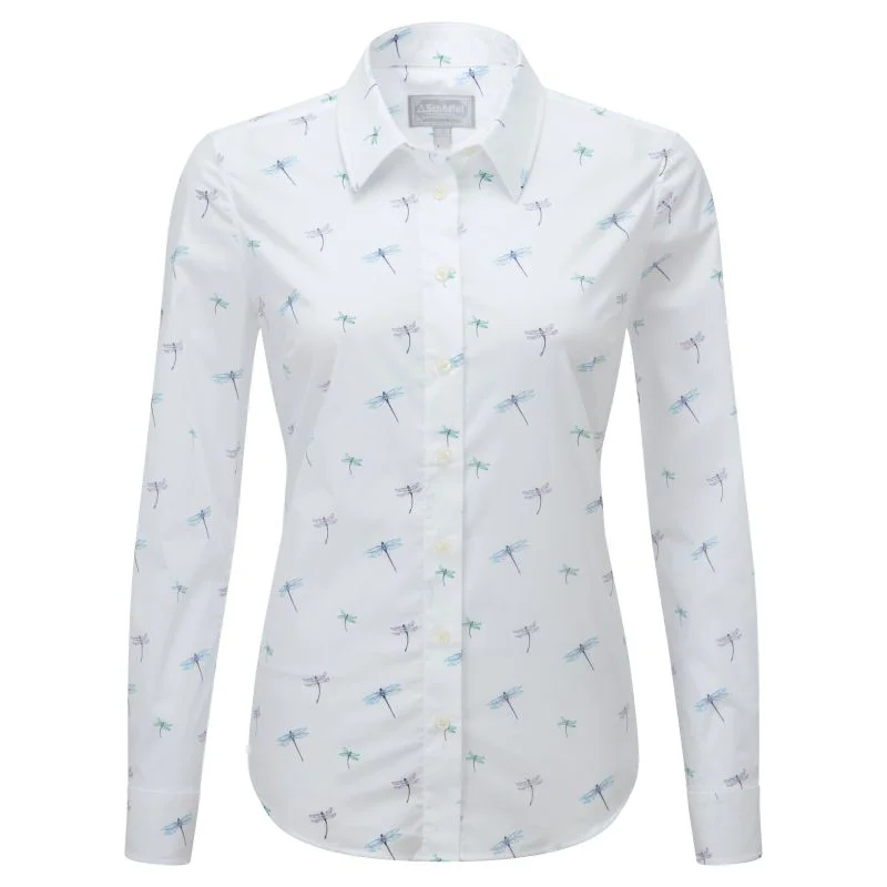 Schoffel Ladies Norfolk Shirt - Dragonfly Print Fashionable Tied Short Sleeve