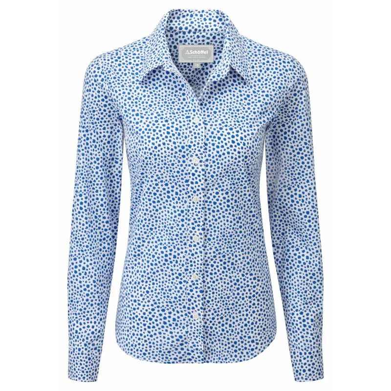 Schoffel Suffolk Ladies Cotton Shirt - Blue Elegant Button-Down Short Shirt