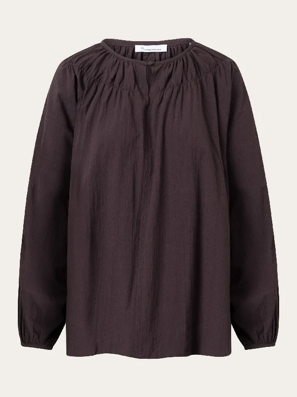 Seersucker A-shape shirt - Chocolate Plum Comfortable Short Sleeve Tee