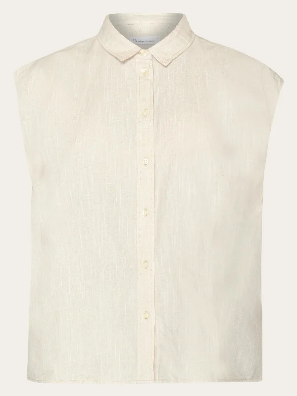 Sleeveless shirt - GOTS/Vegan - Light feather gray Stylish Pleated Short Sleeve
