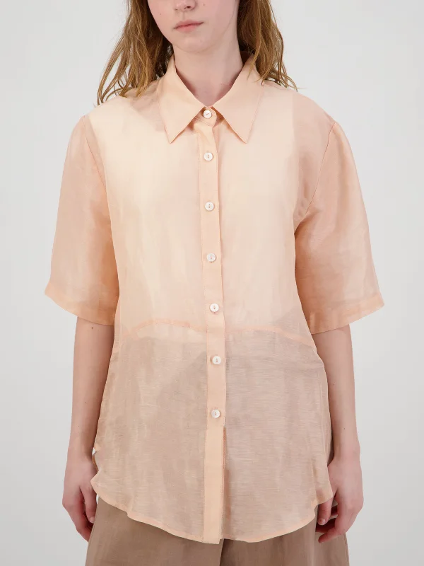 Tail Split Back Shirt Classic V-Neck Short Shirt