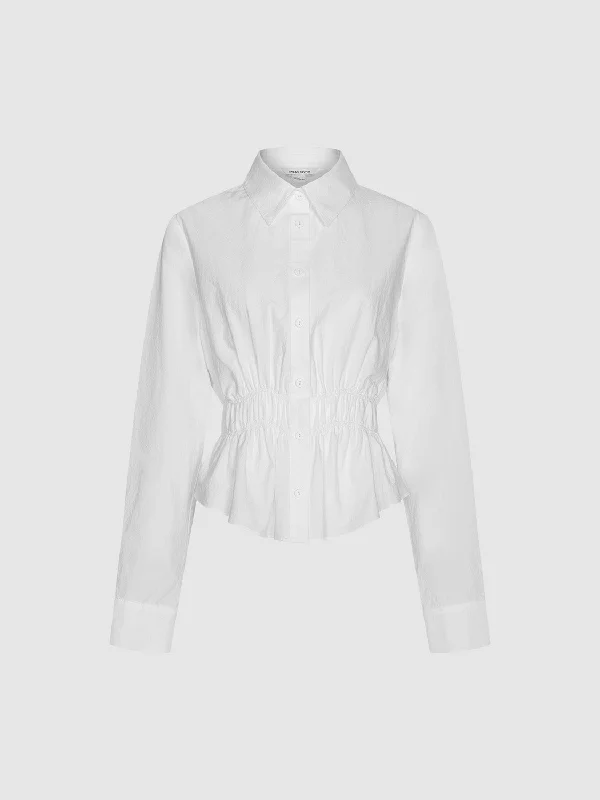 Tapered Waist Shirts Comfortable Loose Short Sleeve