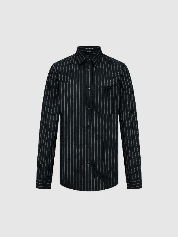 Vertical Stripe Shirts Elegant Button-Down Short Shirt