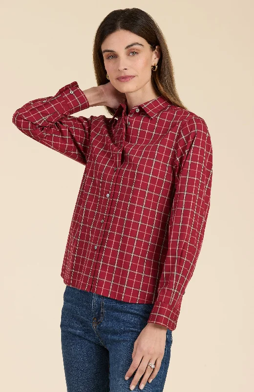 Wells Kinsbury Plaid Shirt - Kinsbury Plaid Fashionable Rounded Short Shirt