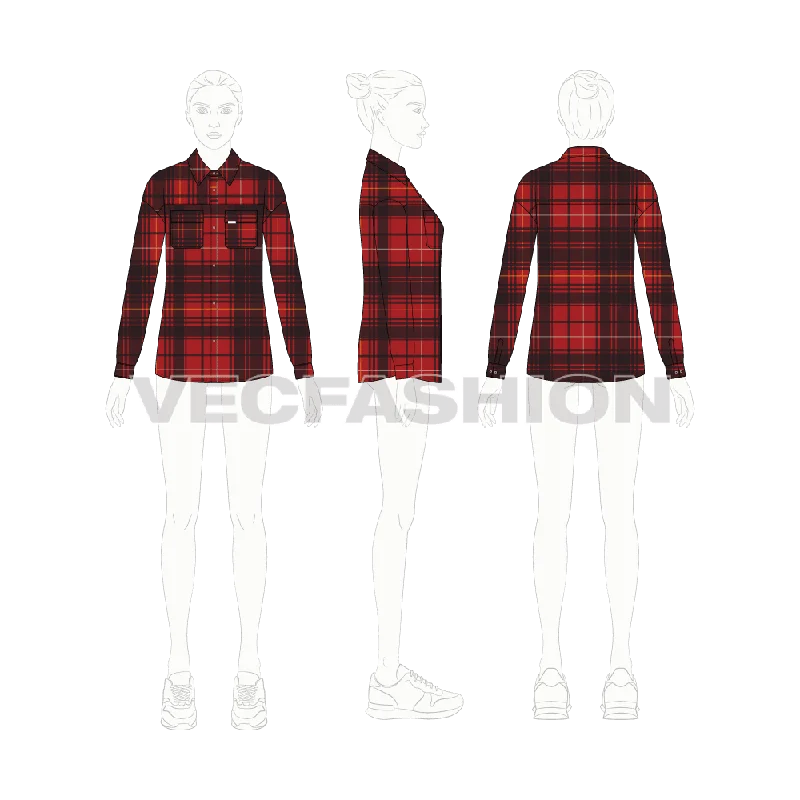 Women's Oversized Plaid Winter Shirt Trendy Print Short Sleeve