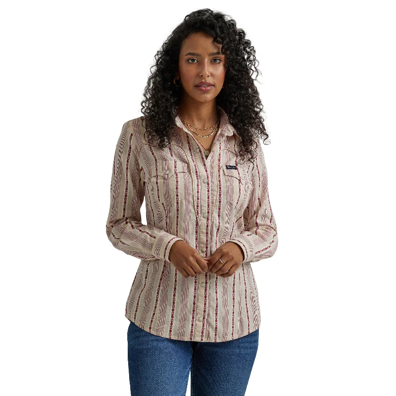 Wrangler Retro Stripe Western Snap Shirt Relaxed Fit Short Tunic