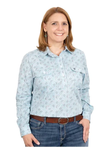 WWLS2326 Just Country Georgie Sky Paisley Workshirt Trendy Ruffled Short Sleeve