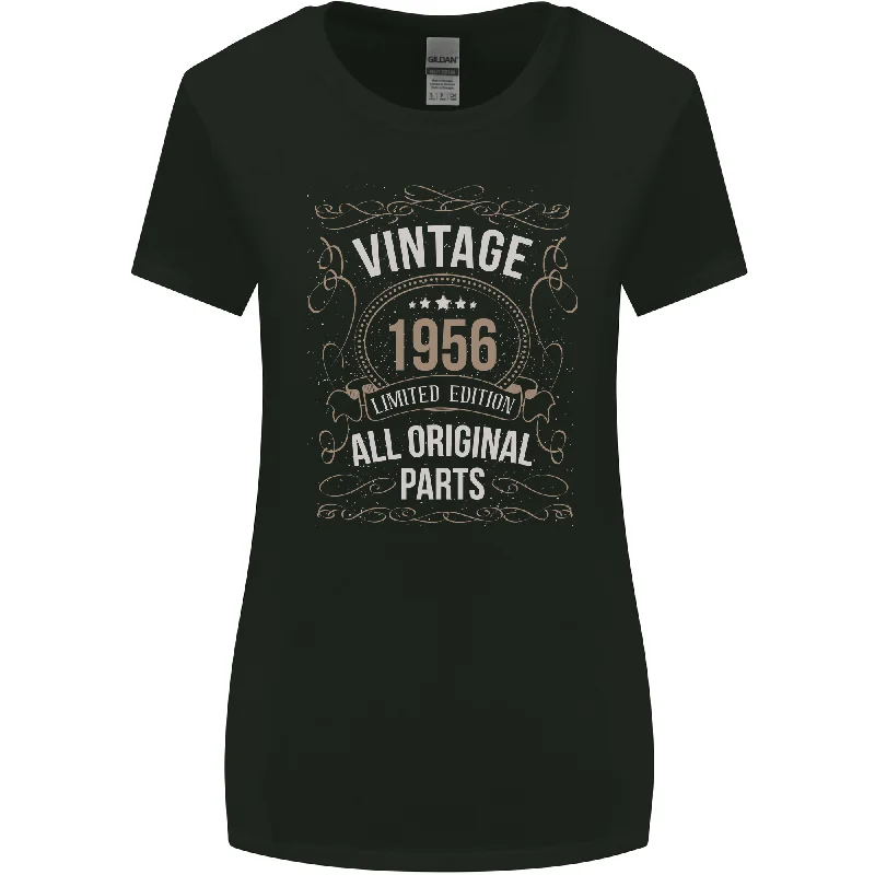 67th Birthday Limited Edition 1956 Womens Wider Cut T-Shirt Spandex Blend Rayon Blend Denim Blend