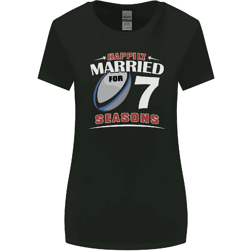 7 Year Wedding Anniversary 7th Rugby Womens Wider Cut T-Shirt Graphic T-Shirt Round Neck Polyester