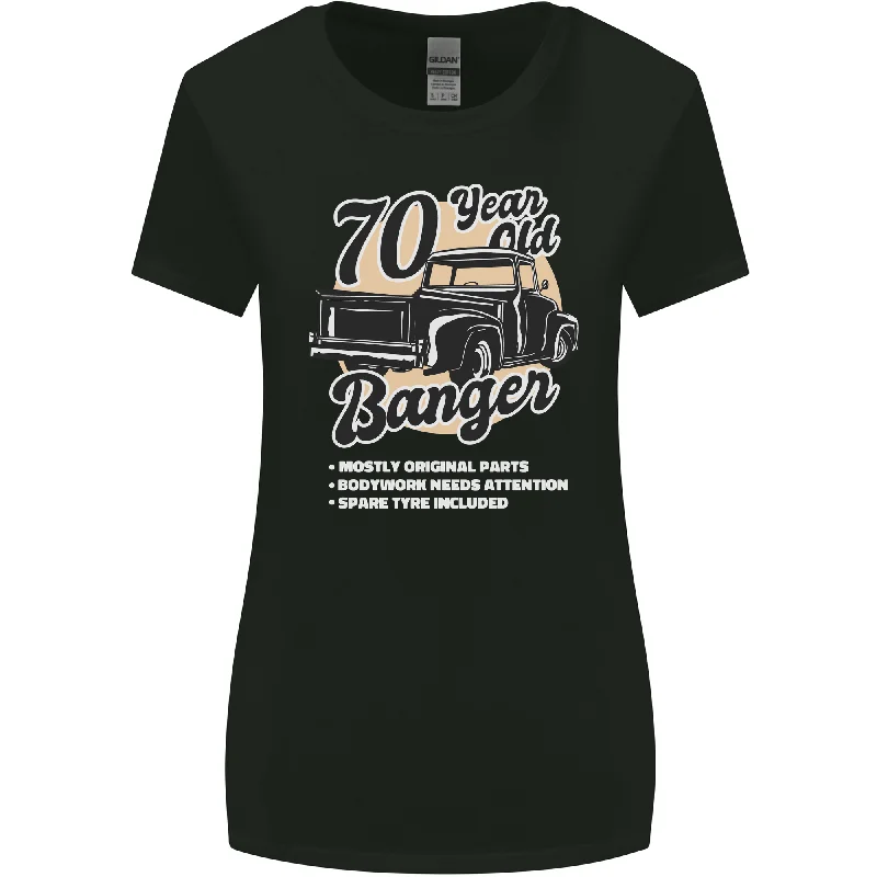 70 Year Old Banger Birthday 70th Year Old Womens Wider Cut T-Shirt Zippered Buttoned Snapped