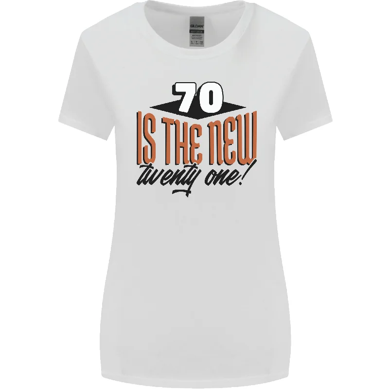 70th Birthday 70 is the New 21 Funny Womens Wider Cut T-Shirt Houndstooth Herringbone Solid