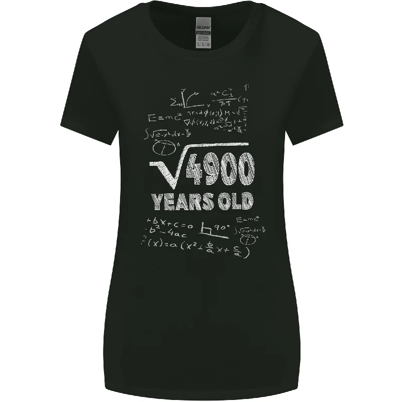 70th Birthday 70 Year Old Geek Funny Maths Womens Wider Cut T-Shirt Cashmere Blend Cotton Blend Poly Blend