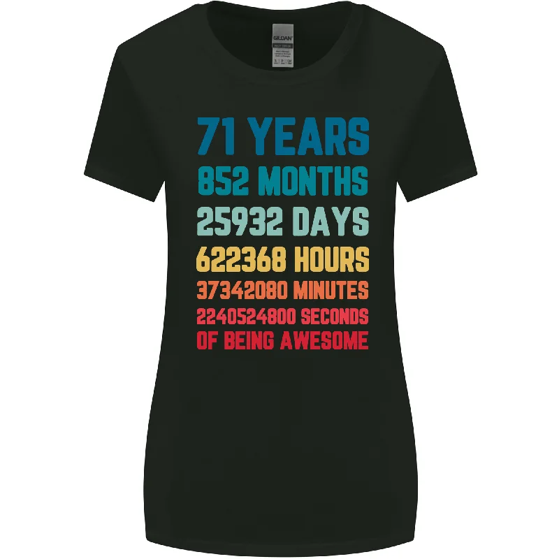 71st Birthday 71 Year Old Womens Wider Cut T-Shirt Handmade Hand-knitted Hand-woven