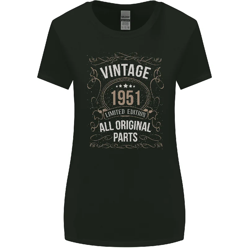 72nd Birthday Limited Edition 1951 Womens Wider Cut T-Shirt Rayon Velvet Corduroy