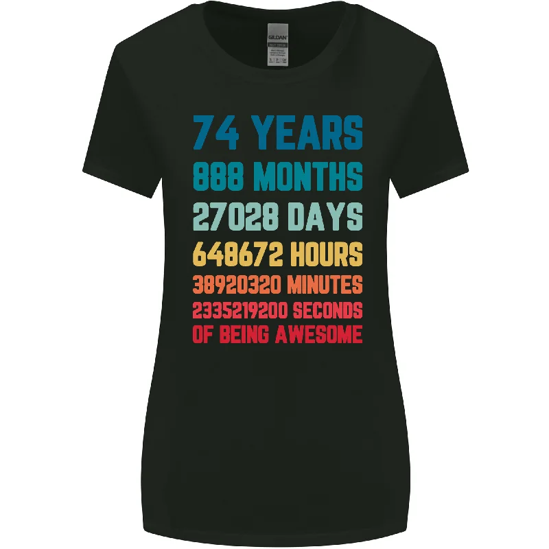 74th Birthday 74 Year Old Womens Wider Cut T-Shirt Collared Crew Neck Turtle Neck