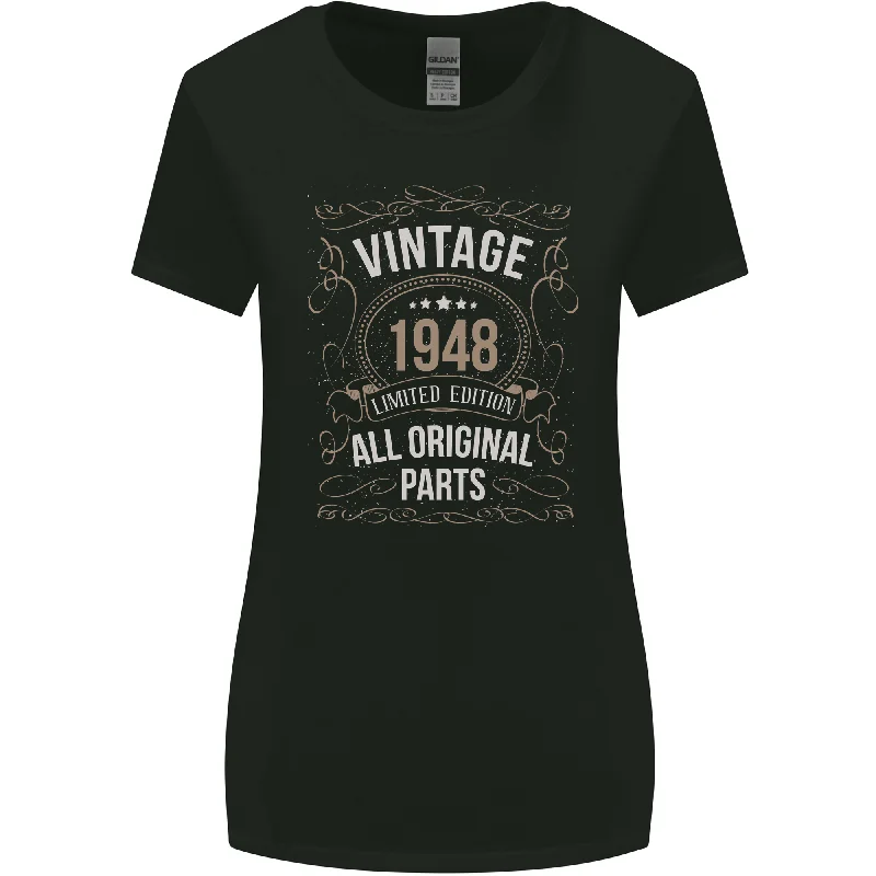 75th Birthday Limited Edition 1948 Womens Wider Cut T-Shirt Solid Print Embellished