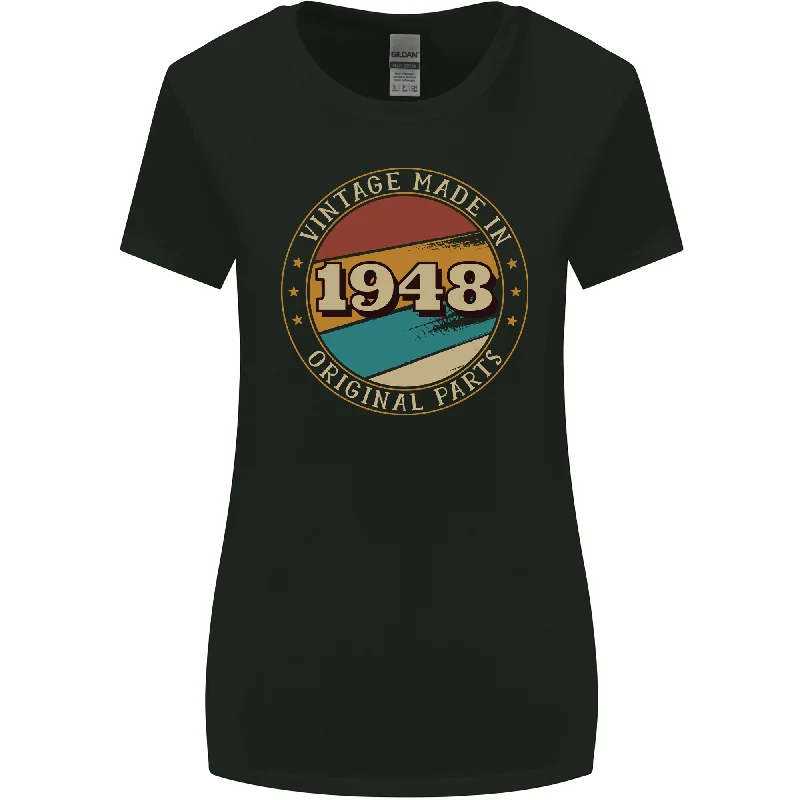 75th Birthday  Vintage Made In 1948 Womens Wider Cut T-Shirt Asymmetrical Pockets Print