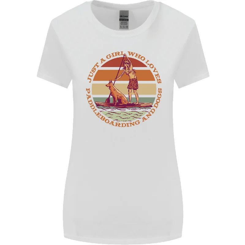 A Girl Who Loves Paddleboarding and Dogs Womens Wider Cut T-Shirt Polka Dot Checkered Tartan A Girl Who Loves Paddleboarding and Dogs Womens Wider Cut T-Shirt Polka Dot Checkered Tartan