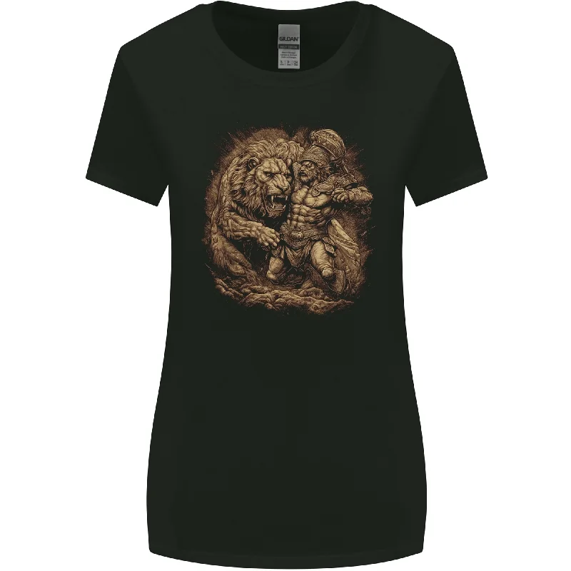 A Gladiator Fighting a Lion Warrior Gym MMA Womens Wider Cut T-Shirt Zippered Front Buttoned Front Snap Front A Gladiator Fighting a Lion Warrior Gym MMA Womens Wider Cut T-Shirt Zippered Front Buttoned Front Snap Front