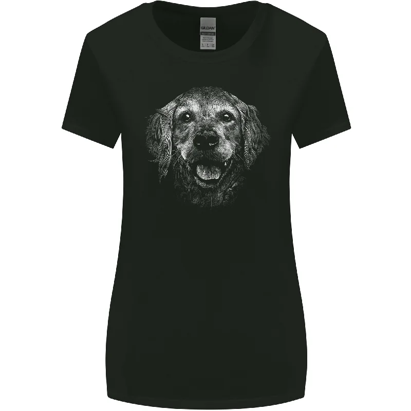 A Golden Retriever Face Womens Wider Cut T-Shirt Hooded Caped Shawl Collar