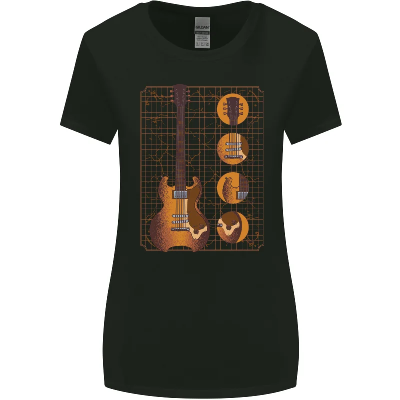 A Guitar Blueprint Music Rock n Roll Guitarist Womens Wider Cut T-Shirt Handmade Hand-knitted Hand-woven A Guitar Blueprint Music Rock n Roll Guitarist Womens Wider Cut T-Shirt Handmade Hand-knitted Hand-woven